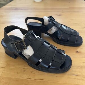 Vintage woven leather heeled sandals